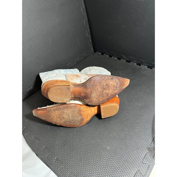 Los Altos Ostrich Cowboy Boots Light Blue Western Womens Size 9.5 Rodeo Leather - Picture 6 of 9